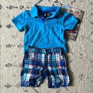 Nautica Blue Polo Shirt and Plaid Shorts Set